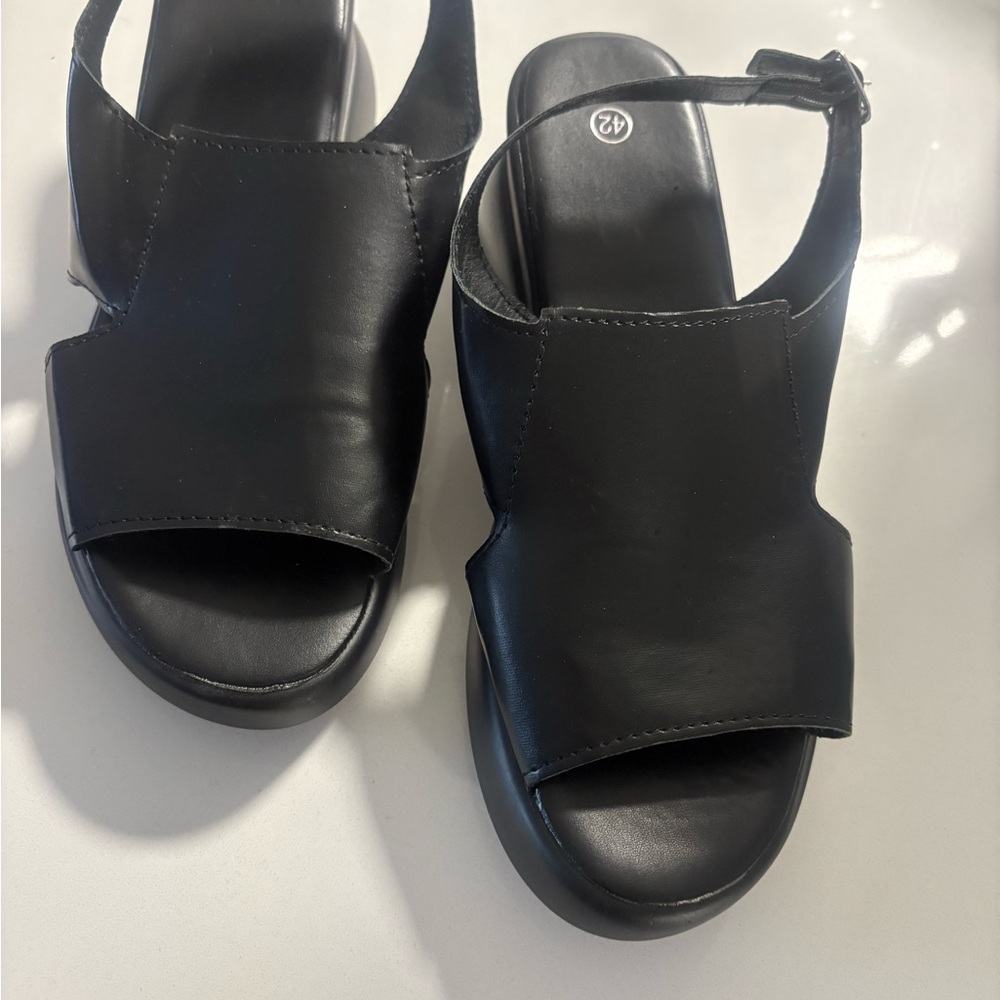 Women's Black Open-Toe Slingback Sandals New